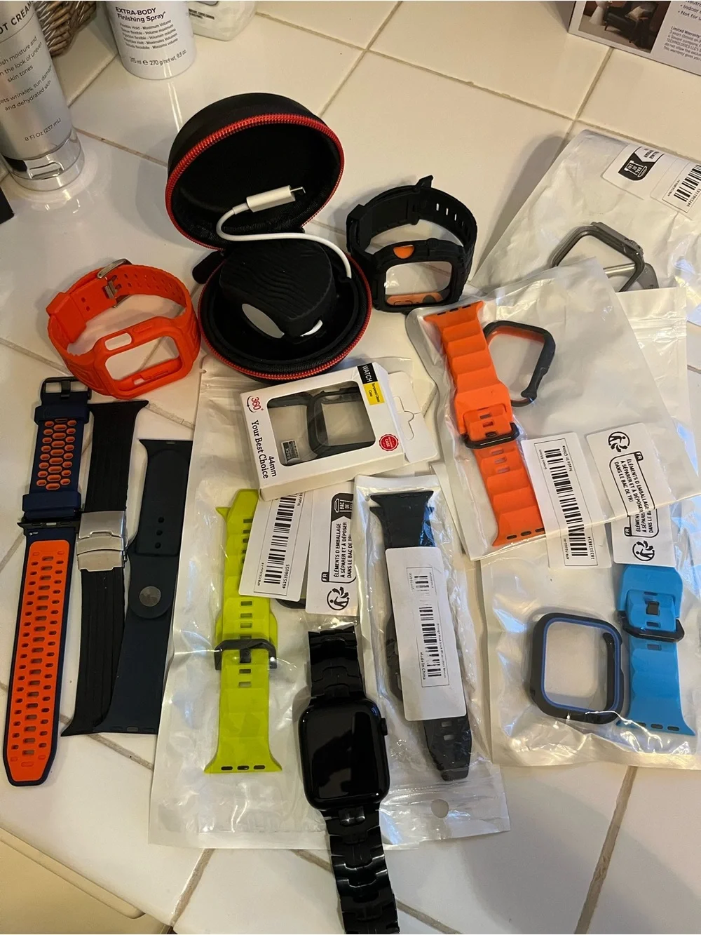 Apple Watch SE 44MM Aluminum Case, Ion X glass, GPS, LTE, WR-50m, Charging Case+